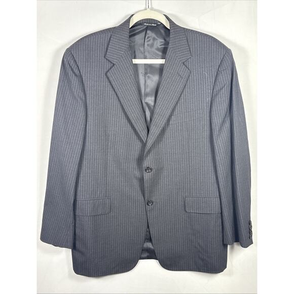 Canali 100% Pure Wool Gray With Gray & Blue Stripe Sport Coat Blazer Jacket 52S‎